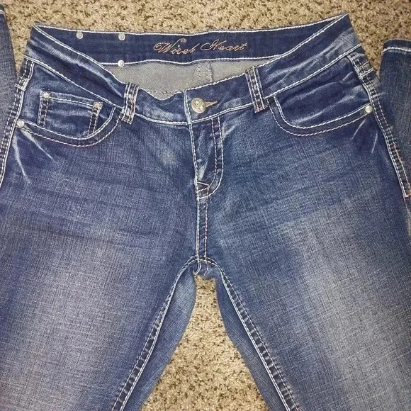 Wired Heart Jeans Womens 30 Stretch Medium Wash Low Rise Bootcut - Picture 3 of 9